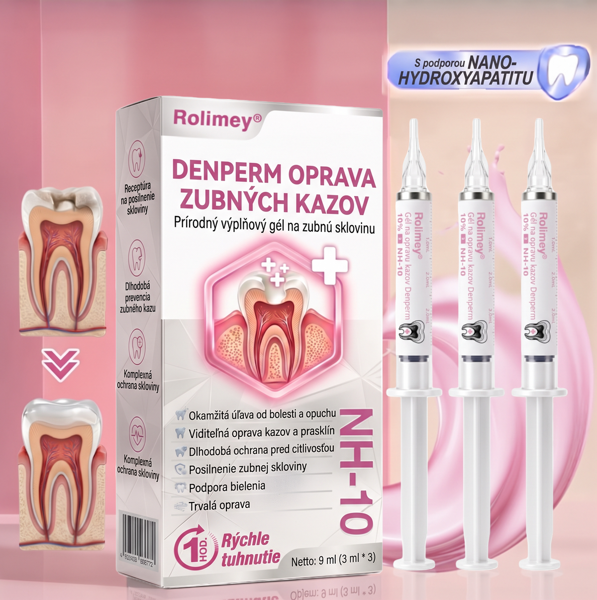 Rolimey® DenPerm – Prírodný gél na vypĺňanie defektov skloviny pri liečbe kazových lézií🧨