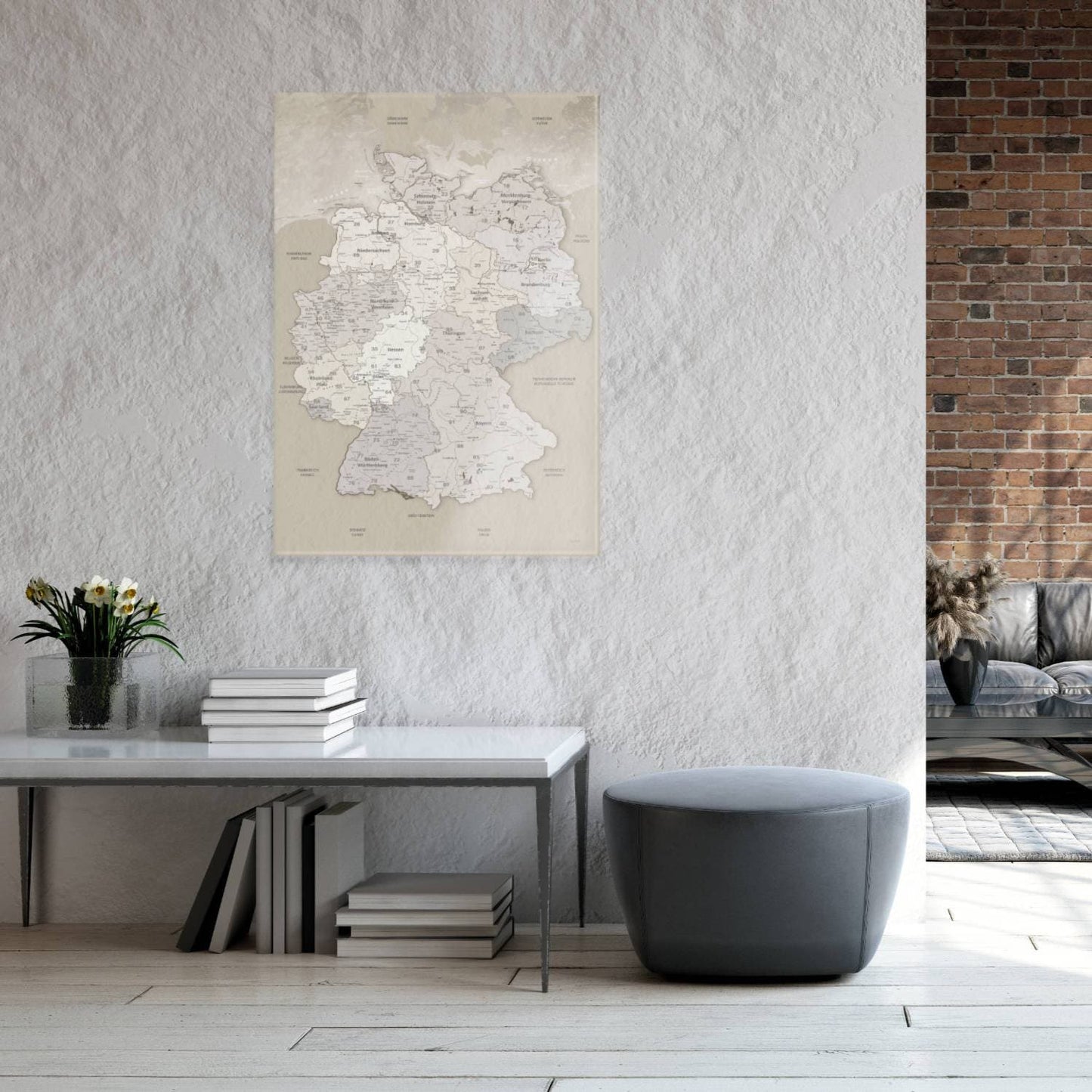 Magnetisches Glasbild - Deutschlandkarte Beige