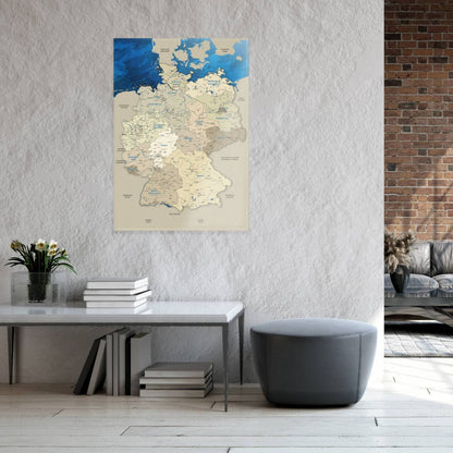 Magnetisches Glasbild - Deutschlandkarte Blue Ocean